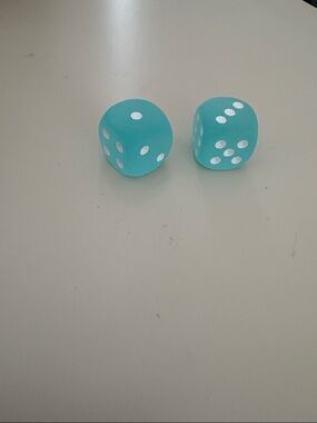Aqua Blue Game Dice Pair with White Pips